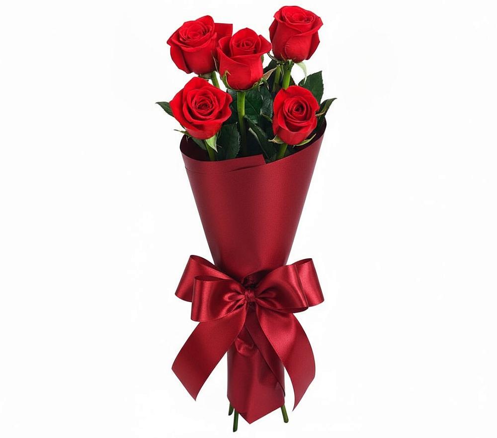 Букет 5 Красных роз Эдлесс Лав в Небуге