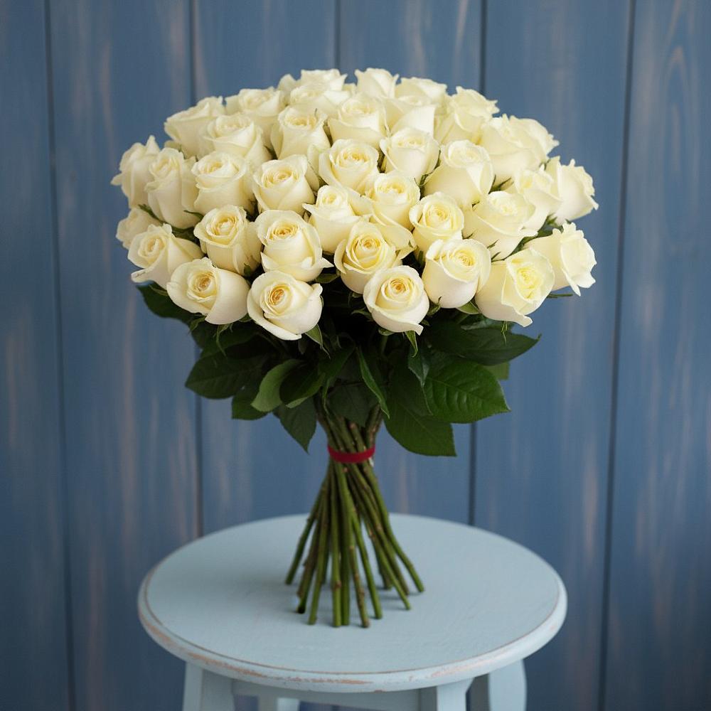 Букет 51 Белая роза Эдлесс Лав в Небуге