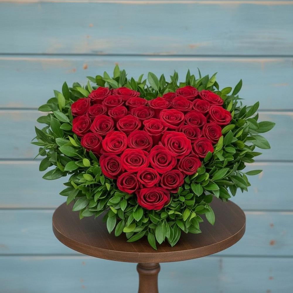 Цветочная композиция из Розы в виде сердца в Небуге