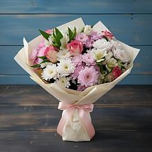 Букет цветов из:  Хризантемы, Альстромерии и Розы в Небуге