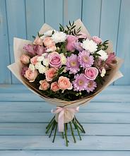 Букет цветов из:  Хризантемы, Розы и Альстромерии в Небуге