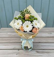 Букет цветов из:  Герберы, Розы и Хризантемы в Небуге